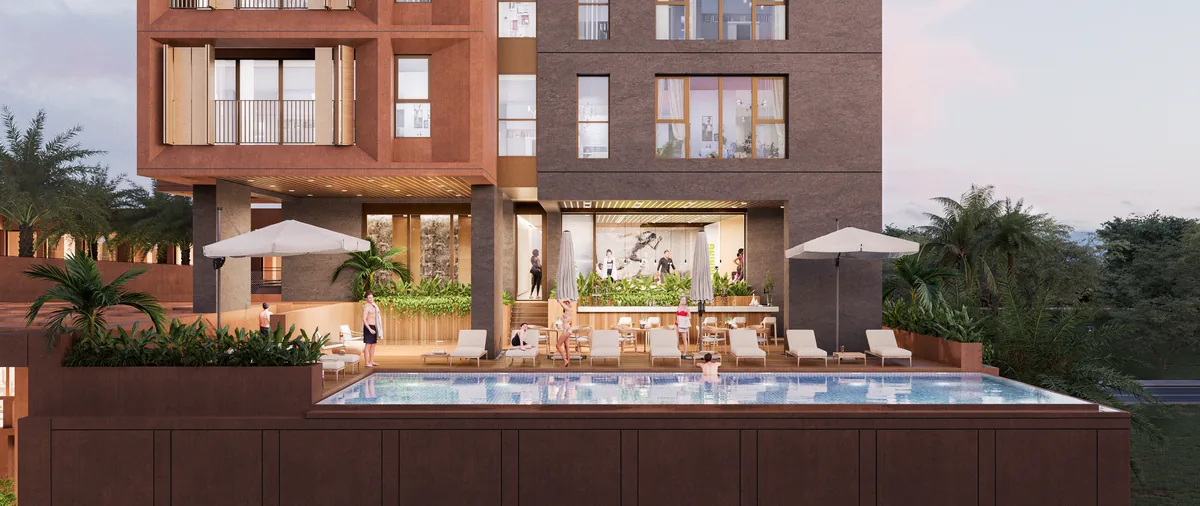 The swimming pool terrace at Grand Mirage