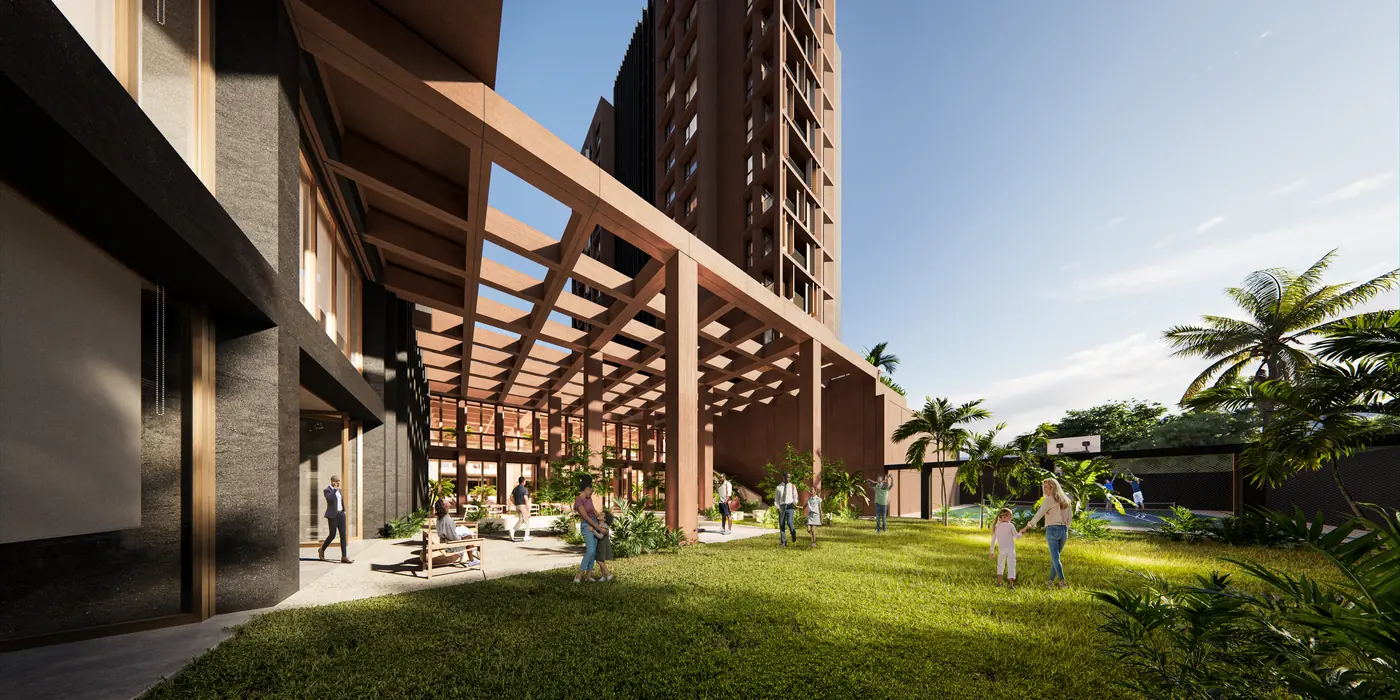 The landscaped gardens at Grand Mirage