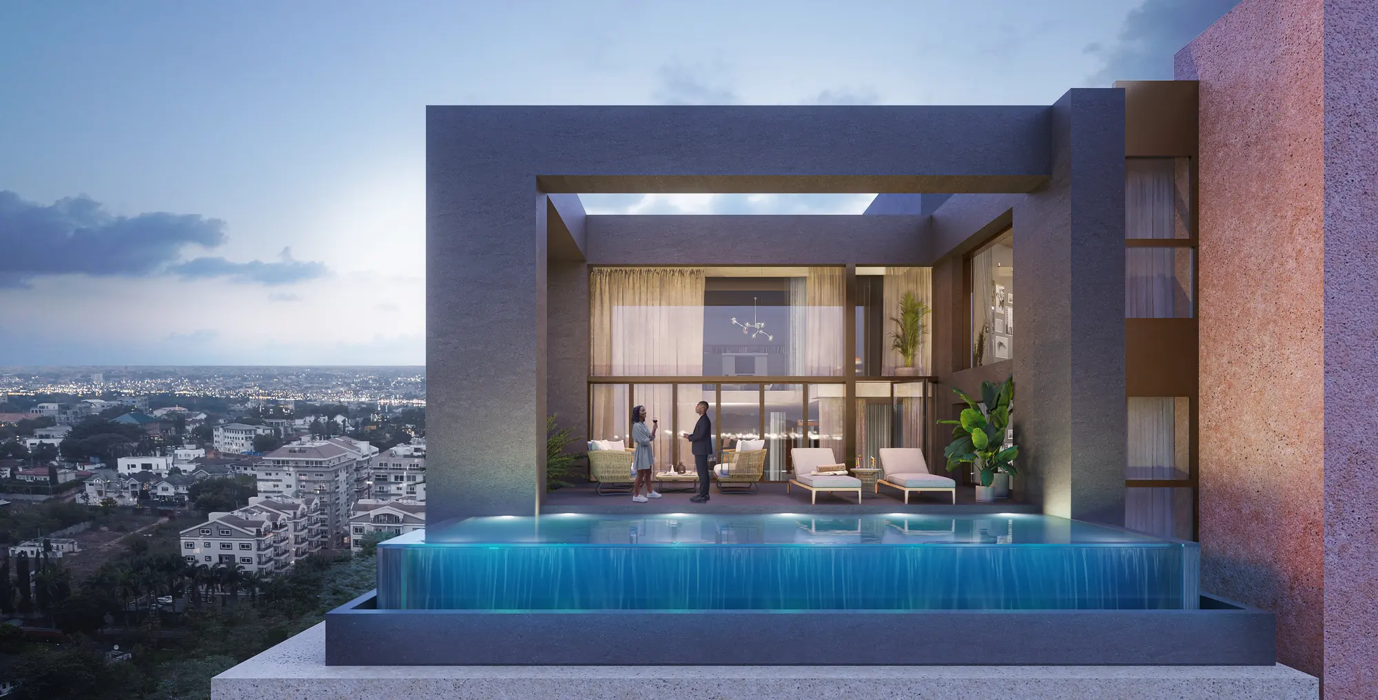 Terrace with private pool of a VIP penthouse at Grand Mirage (artist’s impression)